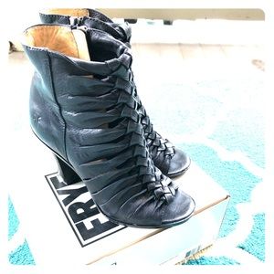 Frye Sofia Braided Peep Toe Bootie Sandal